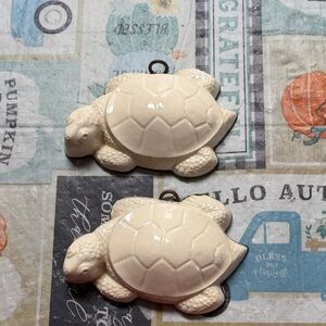 Set of Two Ceramiche Bassano Made in Italy Cream Turtle Wall Decor